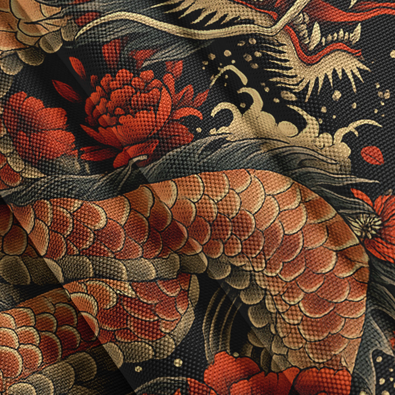 Tokyocanvas Vintage Japanese Art Dragon Button-up Shirt