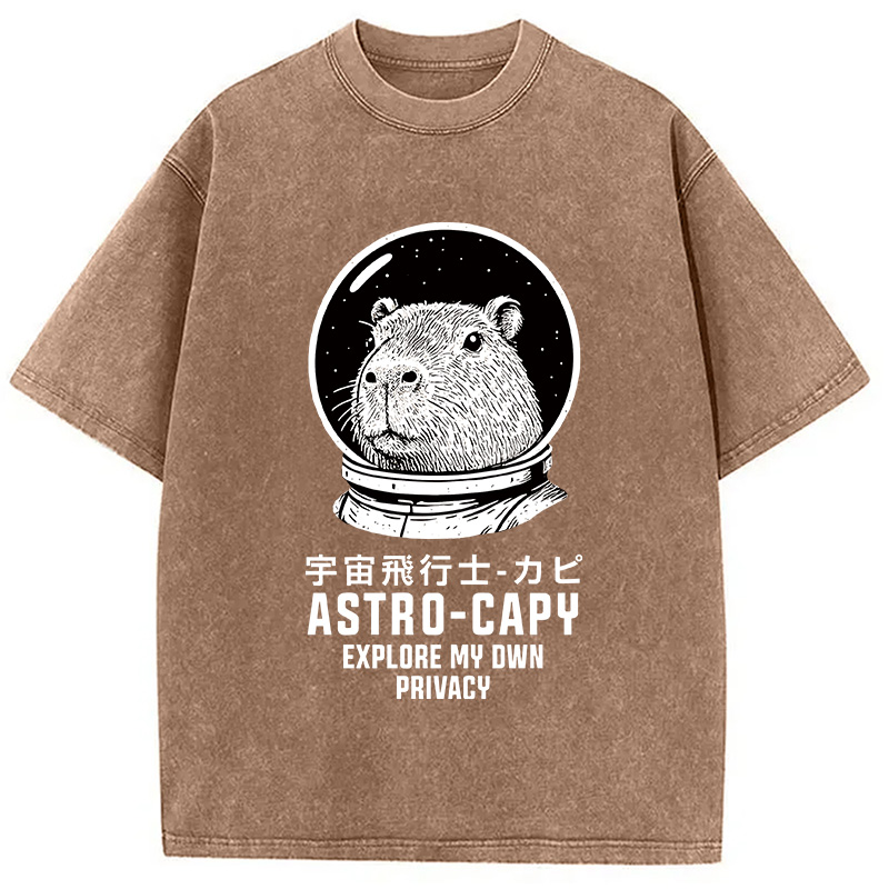 Tokyocanvas Astronaut Capybara Washed T-Shirt