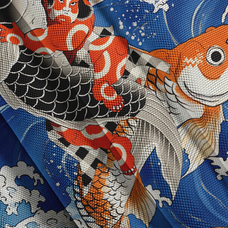 Tokyocanvas Sumo Wrestler Holding A Koi Aloha Button-up Shirt