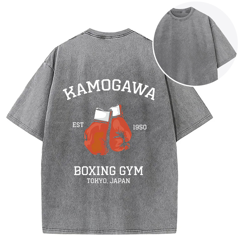 Tokyocanvas Retro Boxing Gloves Manga Anime Back Washed T-Shirt