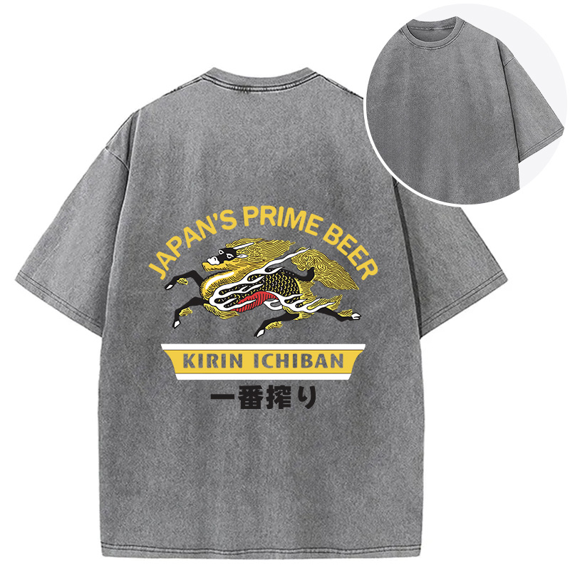 Tokyocanvas Kirin Ichiban Beer Logo Japanese Back Washed T-Shirt