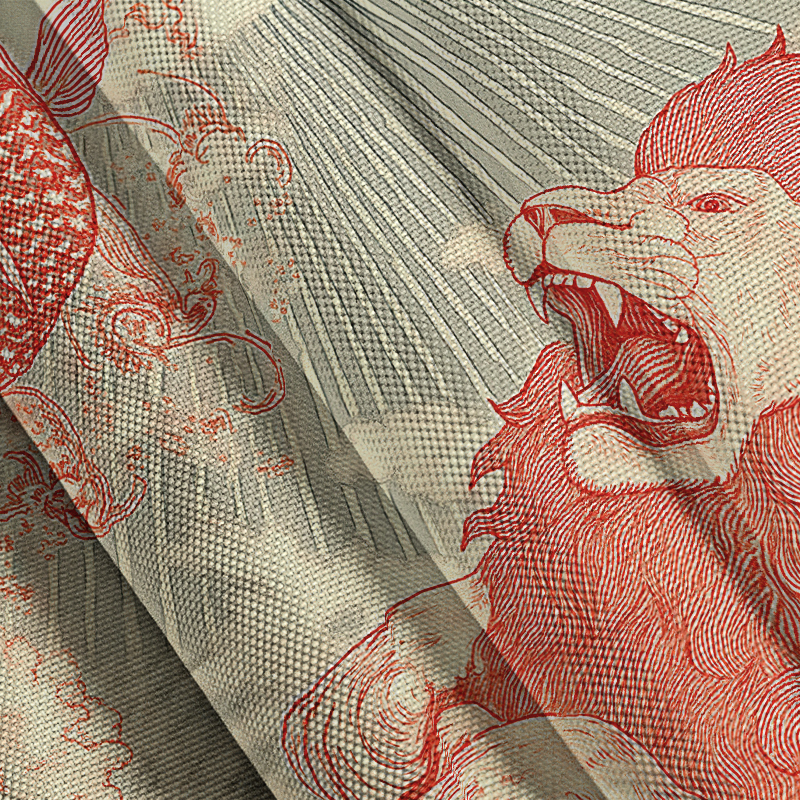 Tokyocanvas Waves Of Lion And Koi Button-up Shirt