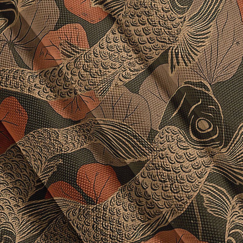 Tokyocanvas Swimming Koi Aloha Button-up Shirt