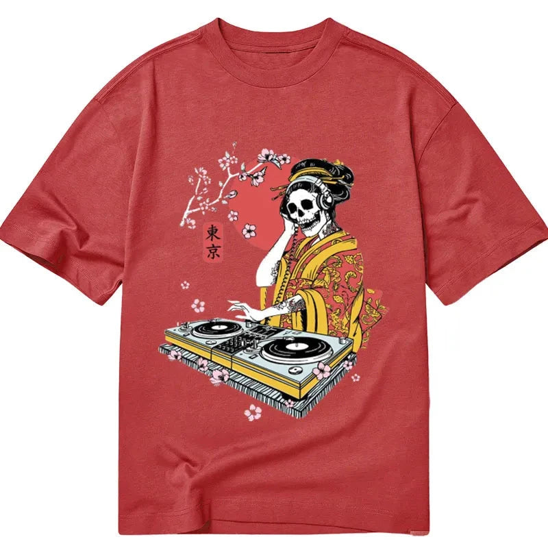 Tokyocanvas Japanese Geisha DJ Skull Classic T-Shirt