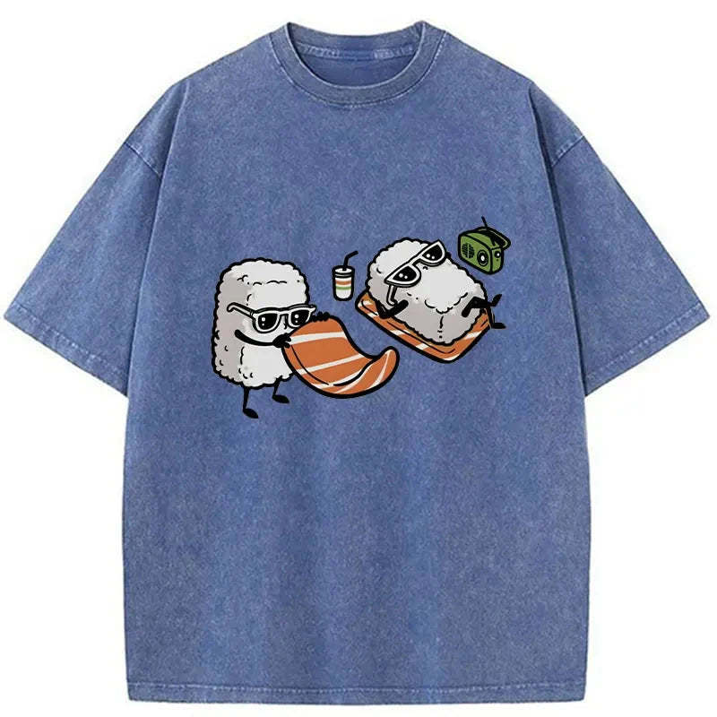Tokyocanvas Sunbathing Sushi Washed T-Shirt
