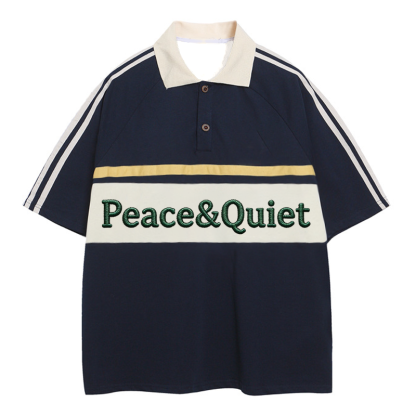 Tokyocanvas Peace & Quiet Polo Embroidered T-Shirt