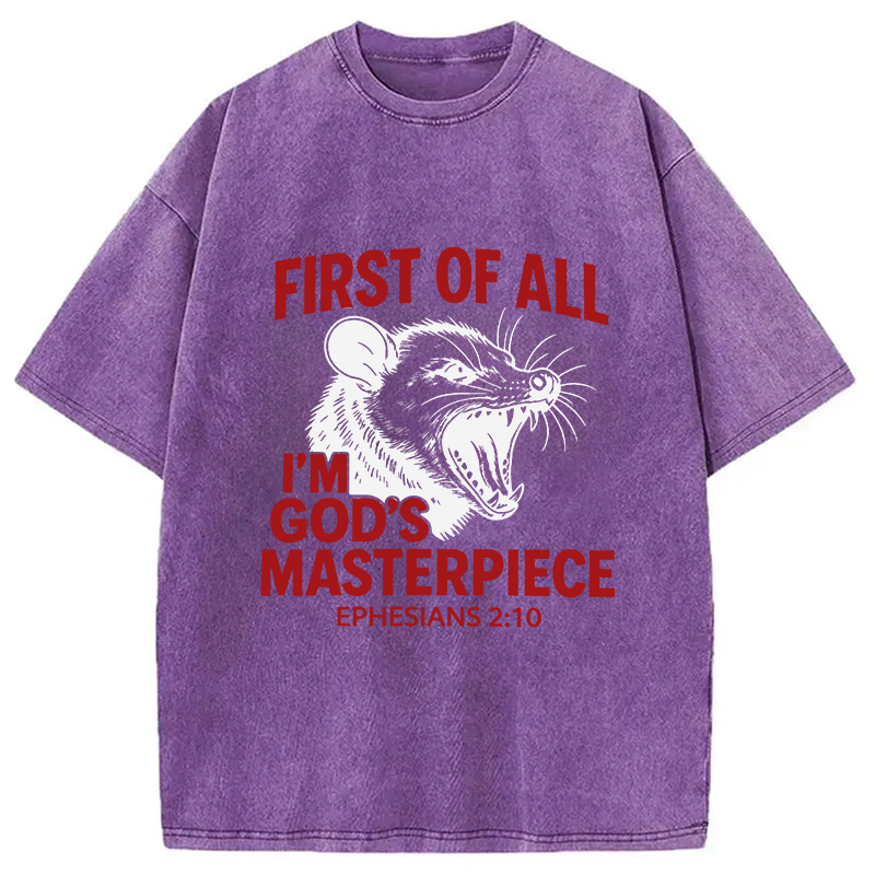 Tokyocanvas First Of All I'm God's Masterpiece Washed T-Shirt