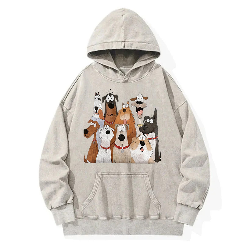Tokyocanvas Funny Cute Dog Art Print Washed Hoodie