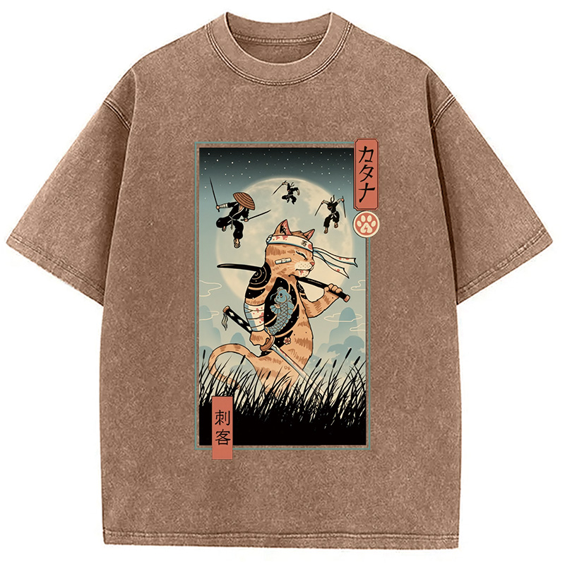 Tokyocanvas Catana the Last Warrior Ukiyo-e Washed T-Shirt