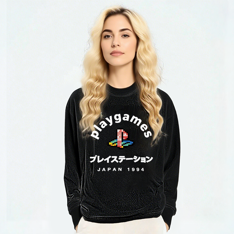 Tokyocanvas Play Games Japan Long Sleeve Washed T-Shirt