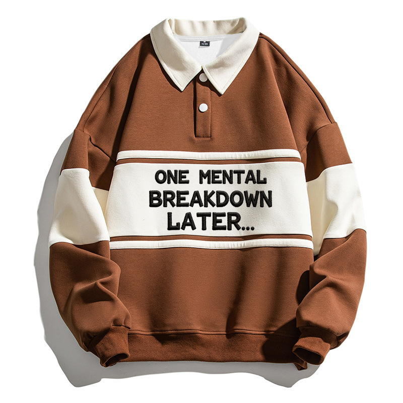 Tokyocanvas One Mental Breakdown Later Polo Embroidered Sweatshirt