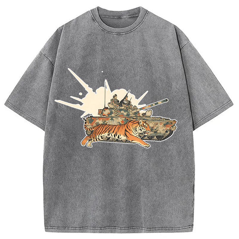Tokyocanvas Tiger and Chariot Washed T-Shirt