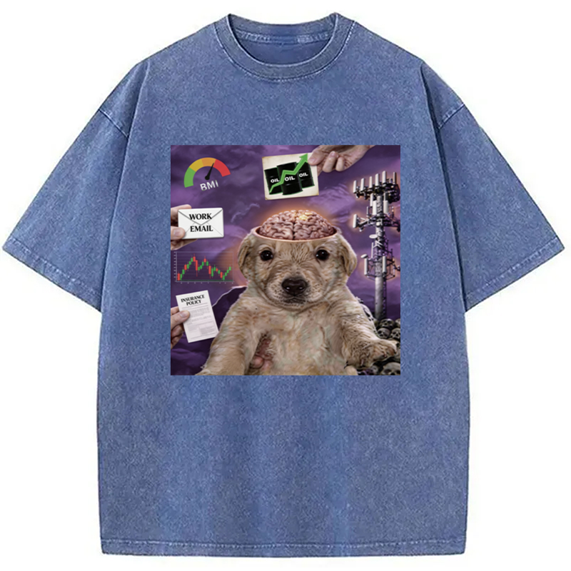 Tokyocanvas My Life Funny Dog Washed T-Shirt