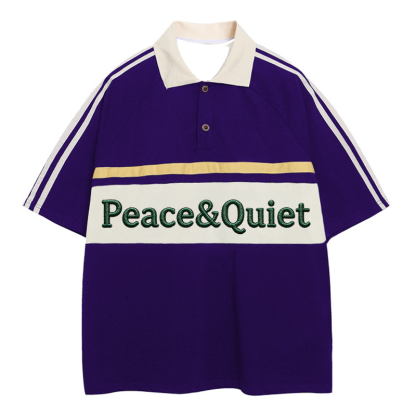 Tokyocanvas Peace & Quiet Polo Embroidered T-Shirt
