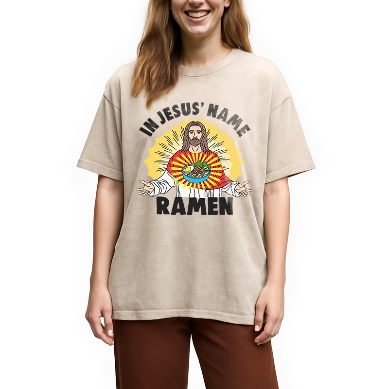 Tokyocanvas In Jesus' Name Ramen Washed T-Shirt