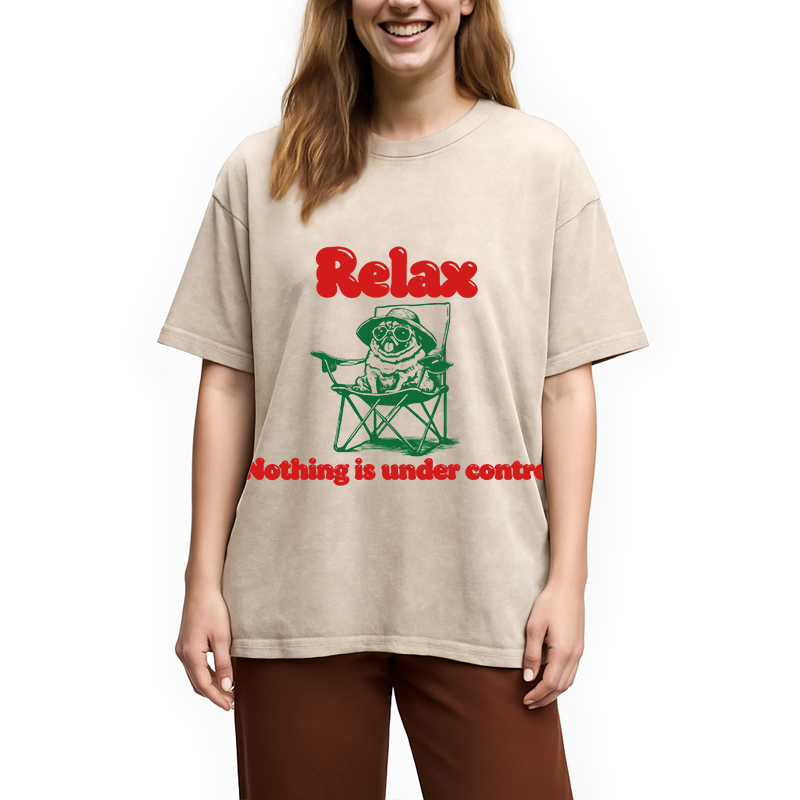 Tokyocanvas Relax Nothing is Under Control Washed T-Shirt