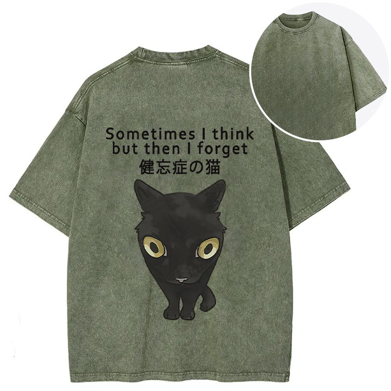 Tokyocanvas Amnesiac Cat Back Washed T-Shirt