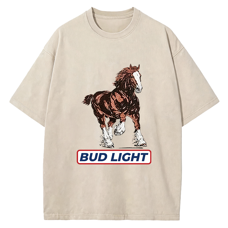 Tokyocanvas Bud Light Horse Washed T-Shirt