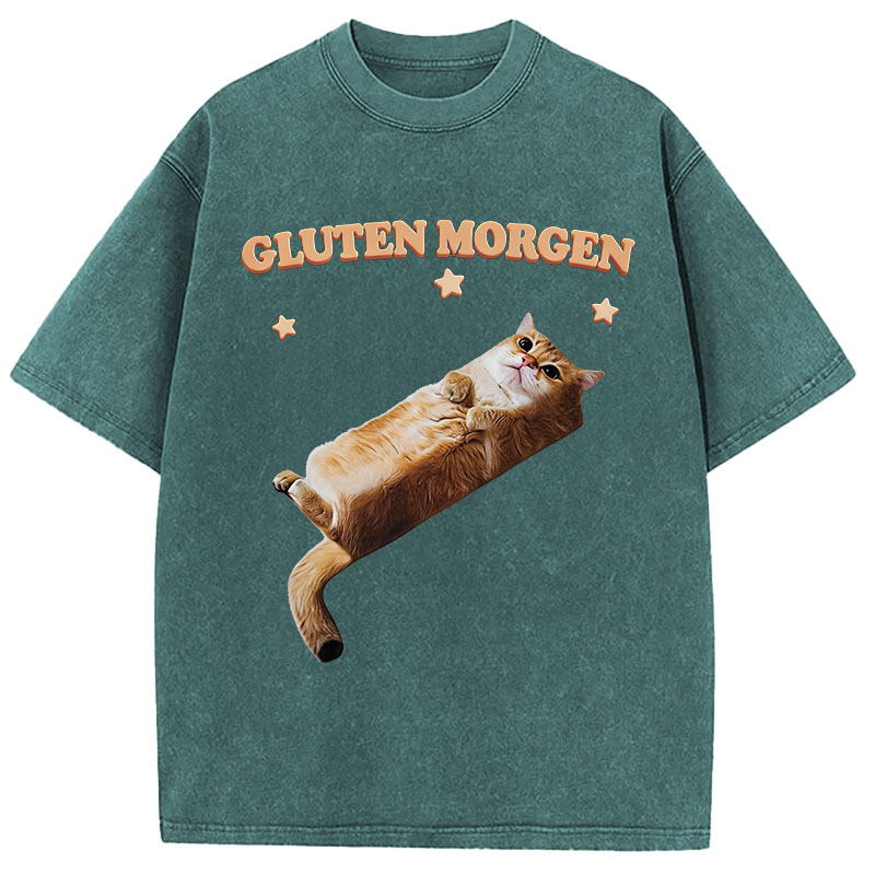 Tokyocanvas Gluten Morgen Cat Washed T-Shirt