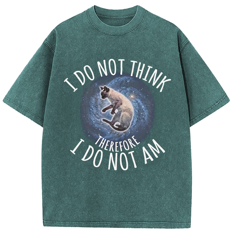 Tokyocanvas I Do Not Think Therefore I Do Not Am Cat Washed T-Shirt
