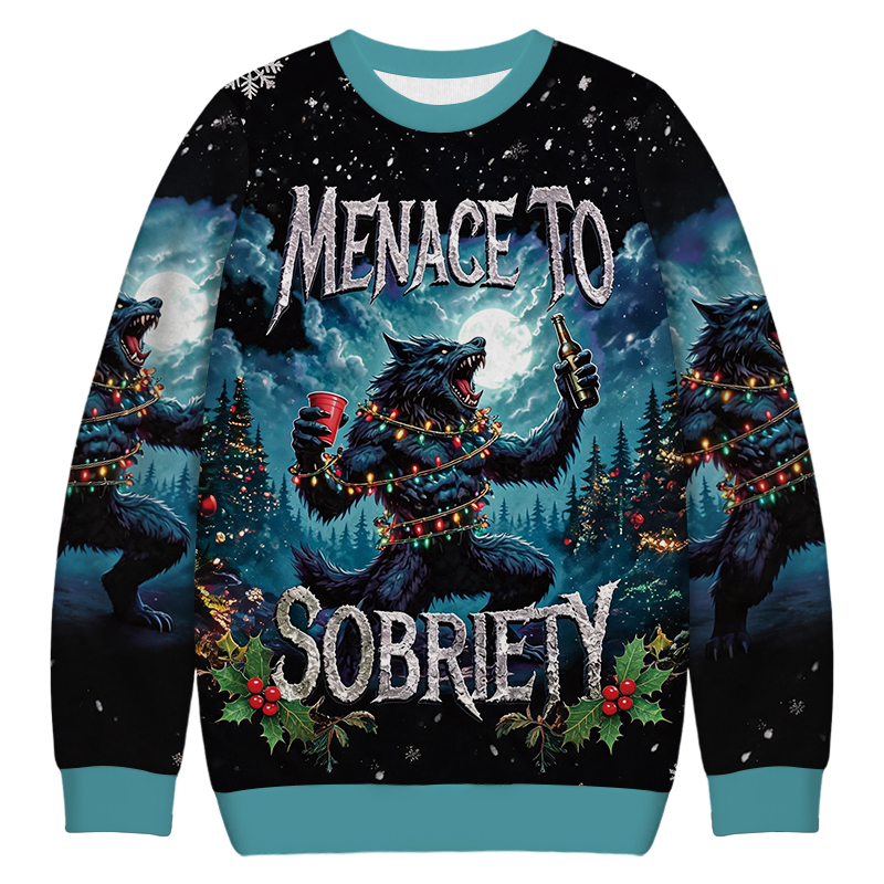 Tokyocanvas Menace To Sobriety Christmas Ugly Sweatshirt