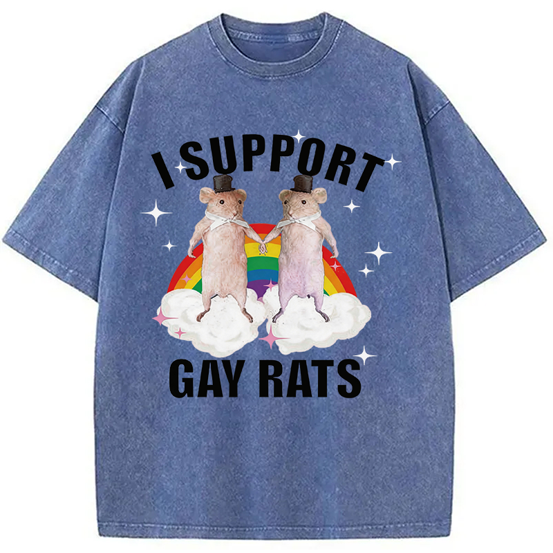 Tokyocanvas Support Gay Rats Washed T-Shirt