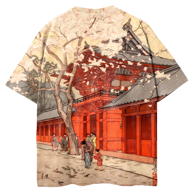 Tokyocanvas A Scene from the Temple Graphic Print T-Shirt