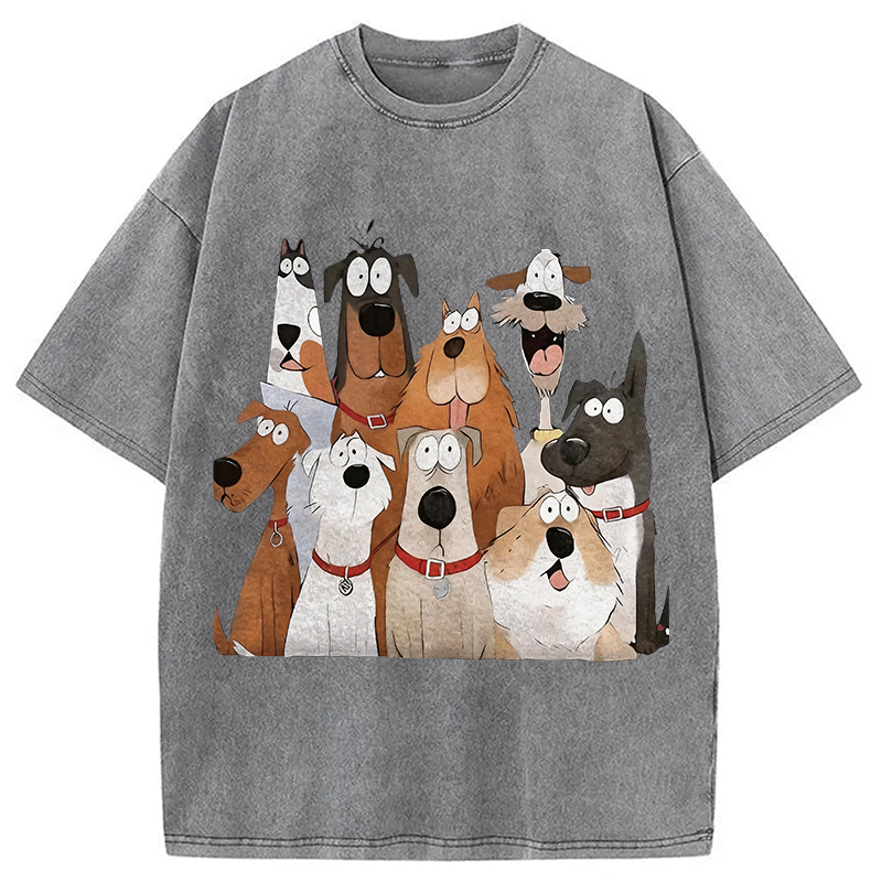 Tokyocanvas Funny Cute Dog Art Print Washed T-Shirt