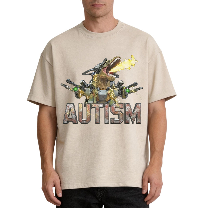 Tokyocanvas Autism Dinosaur Washed T-Shirt