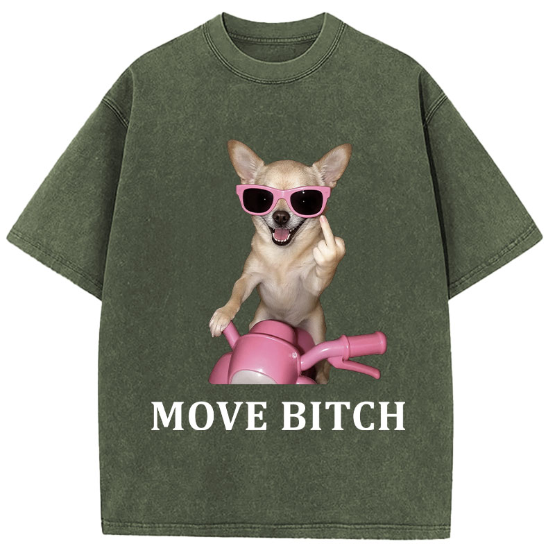 Tokyocanvas Move! Cute Chihuahua Washed T-Shirt