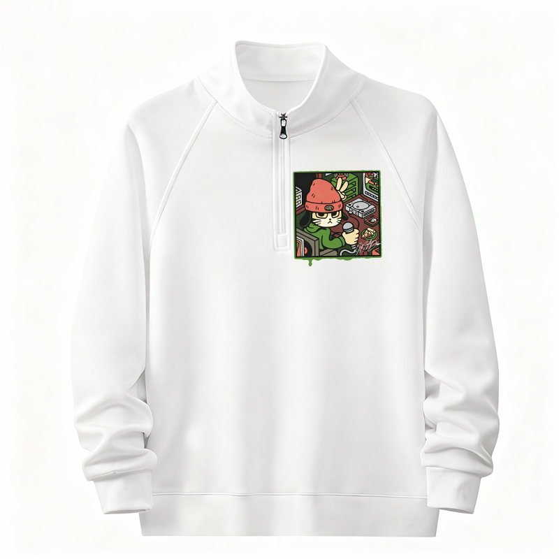Tokyocanvas Rapper Cat Half-Zip Sweatshirt
