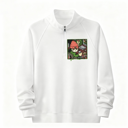 Tokyocanvas Rapper Cat Half-Zip Sweatshirt