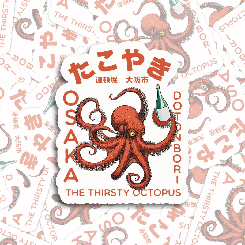 Tokyocanvas Octopus Drinks Soju Sticker