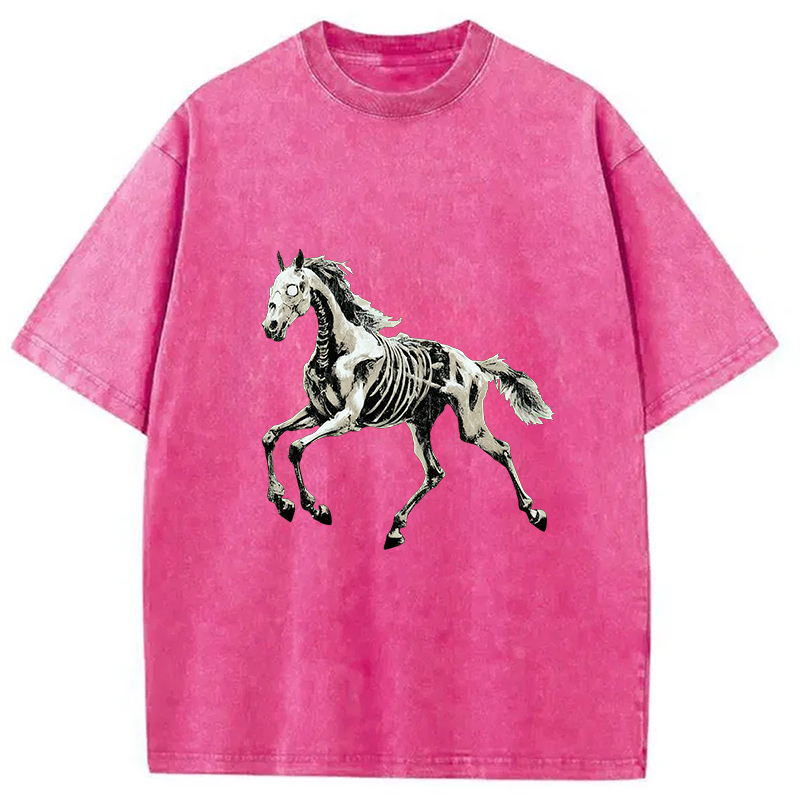 Tokyocanvas Horse Funny Meme Vintage Washed T-Shirt