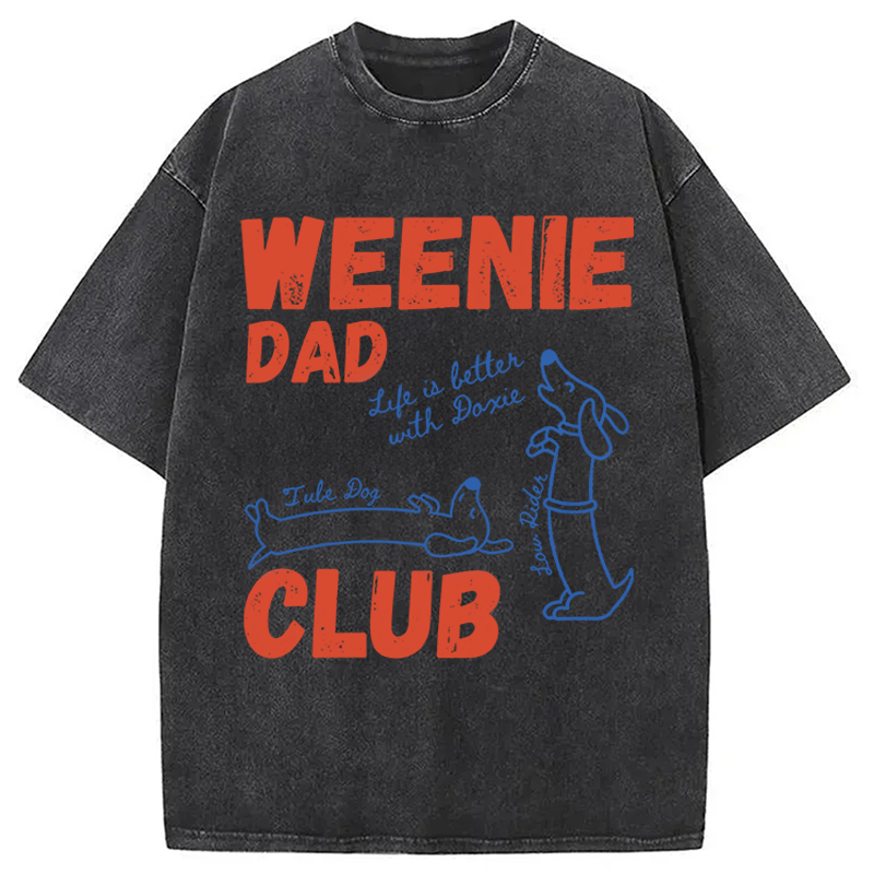 Tokyocanvas Dachshund Dad Club Meme Washed T-Shirt