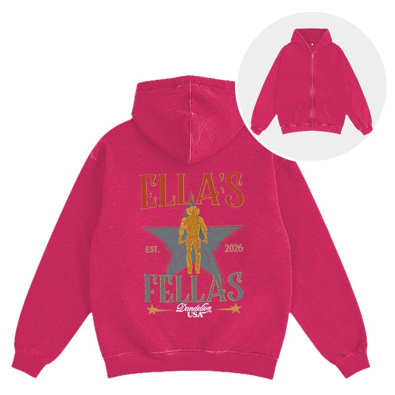 Tokyocanvas Vintage Ellas Fellas 90s Washed Zip Hoodie