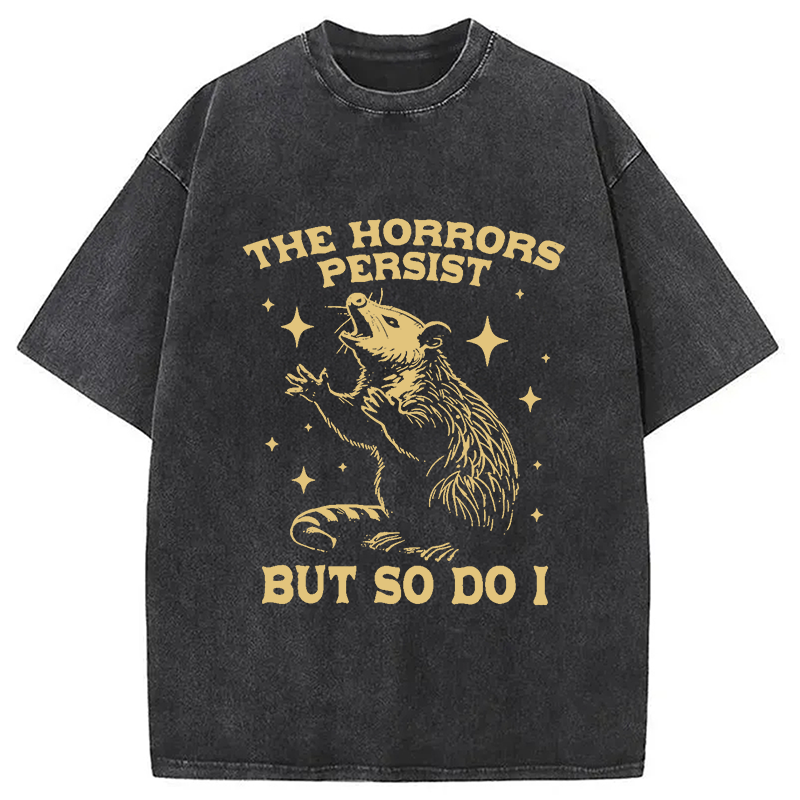 Tokyocanvas Funny Angry Opossum Possum Washed T-Shirt