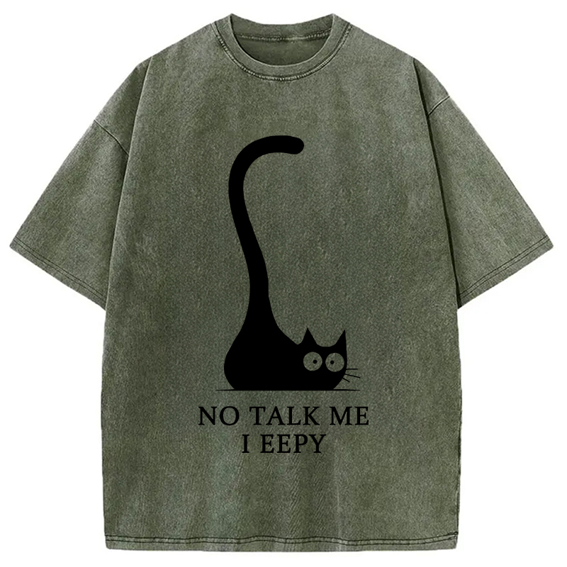 Tokyocanvas Cat Who Doesn't Want To Talk Washed T-Shirt