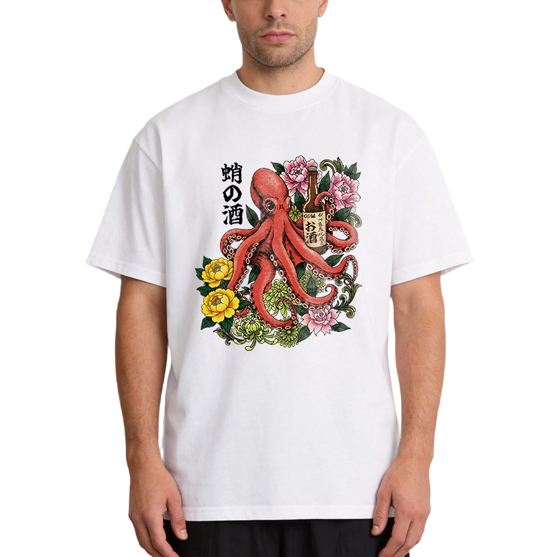 Tokyocanvas Octopus with Sake Bottle Classic T-Shirt