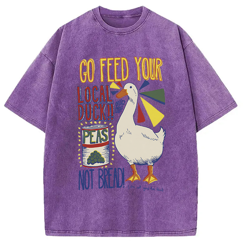 Tokyocanvas Go Feed Your Local Duck Funny Washed T-Shirt