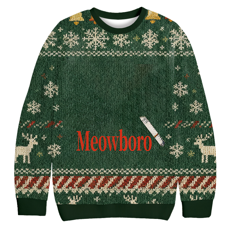 Tokyocanvas Green Custom Cigarette Christmas Ugly Sweatshirt