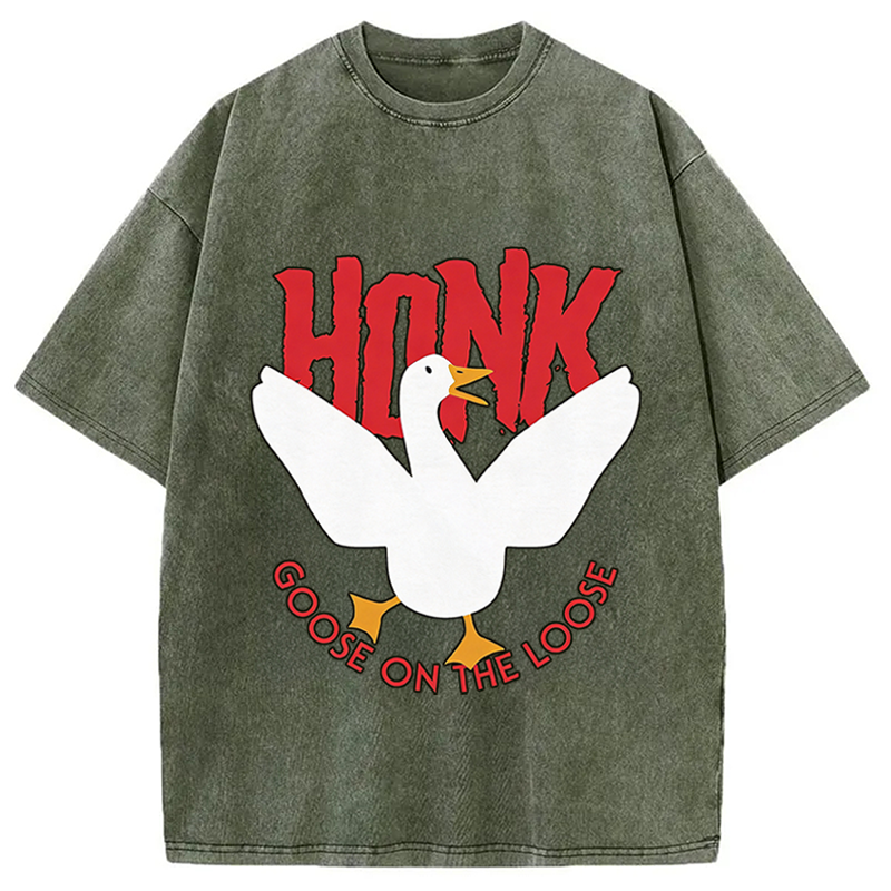 Tokyocanvas Honk Goose On The Loose Washed T-Shirt
