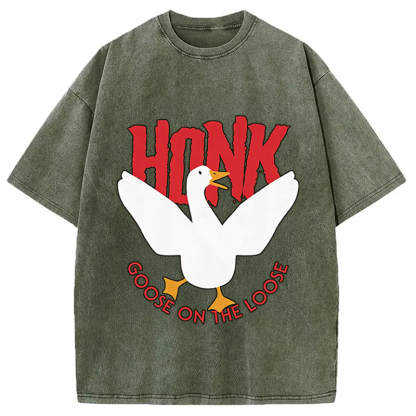 Tokyocanvas Honk Goose On The Loose Washed T-Shirt