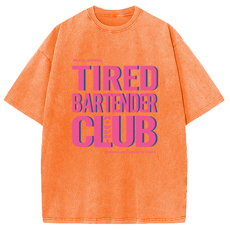 Tokyocanvas Tired Bartender Club Japanese Katakana Vintage Washed T-Sh