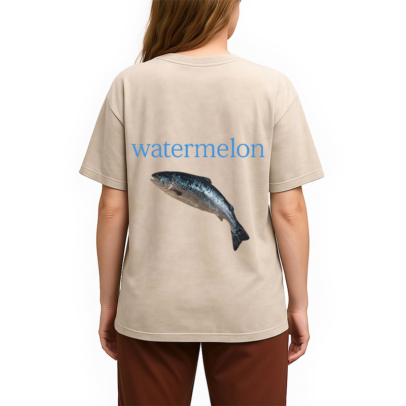 Tokyocanvas Watermelon Fish Back Washed T-Shirt