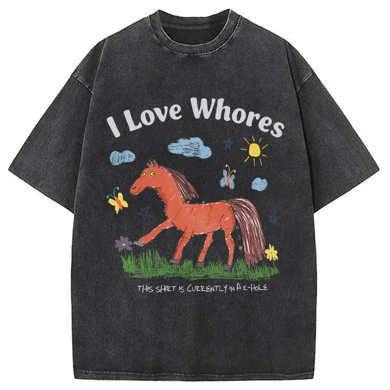 Tokyocanvas I Love Whores Meme Washed T-Shirt