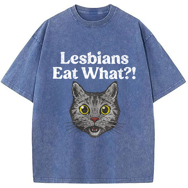 Tokyocanvas Lesbians Eat What Cat Washed T-Shirt