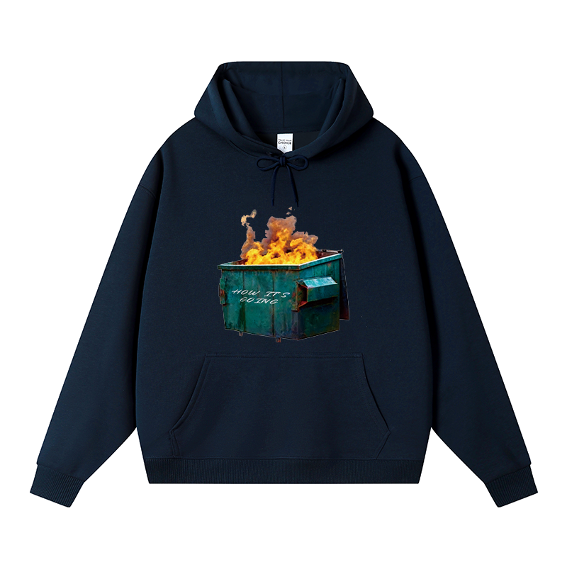 Tokyocanvas Dumpster Fire Meme Fleece Lined Hoodie