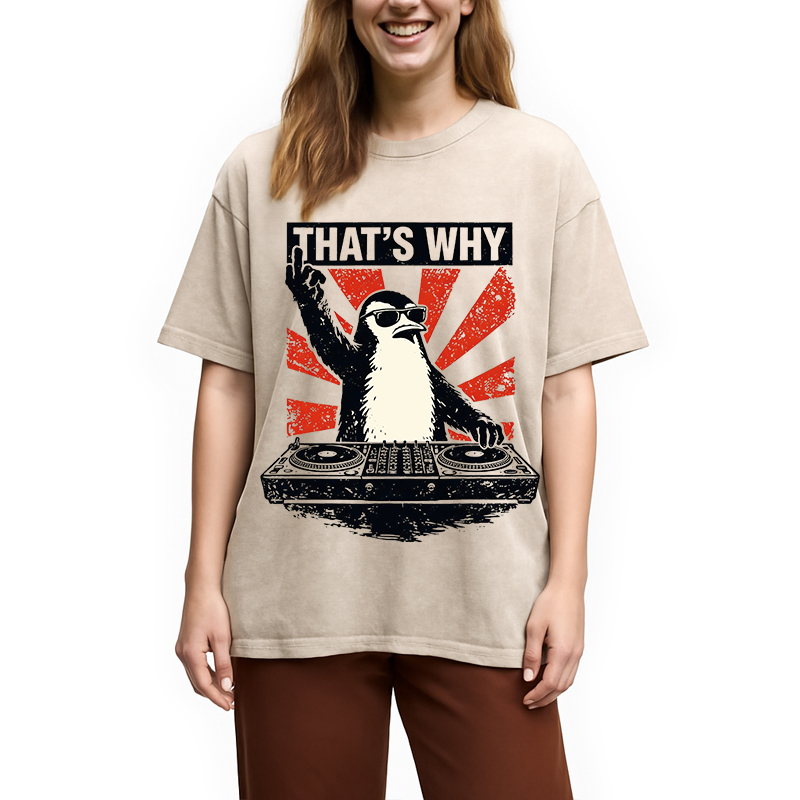 Tokyocanvas That's Why Penguin DJ Washed T-Shirt