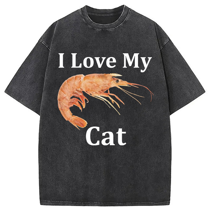 Tokyocanvas I Heart My Cat (Shrimp)  Washed T-Shirt